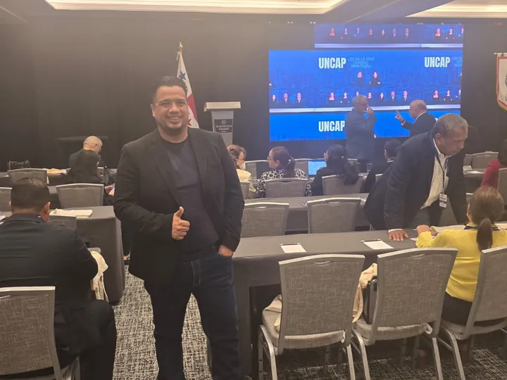 Marco Cruz at a UNCAP meeting in Panama